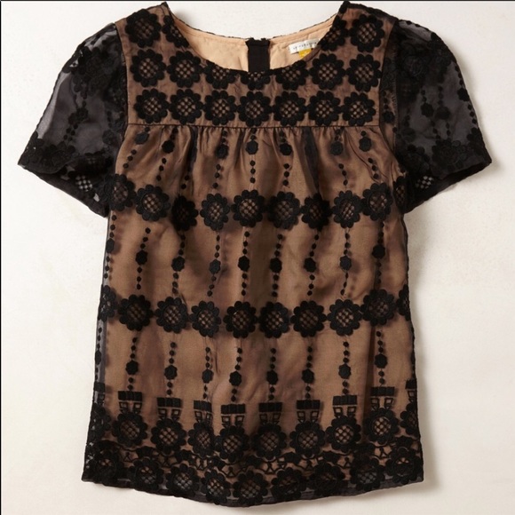 leifsdottir Tops - Leifsdottir Anthropologie Black Lace Mesh Top